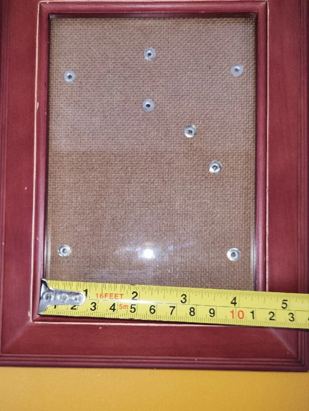 Wooden Picture Frame in Distressed Red with Burlap Backing - Unbranded